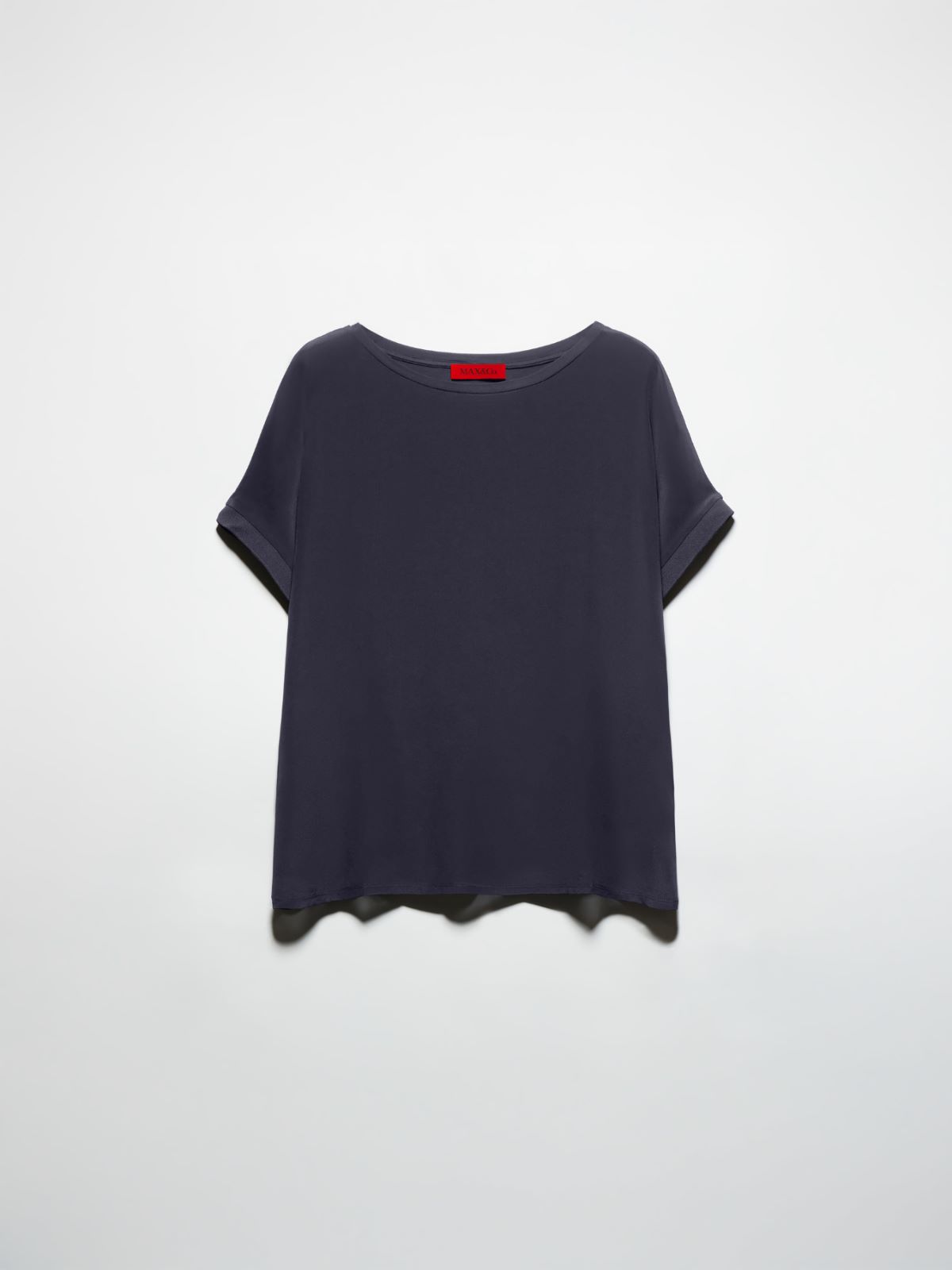 Silk and jersey T-shirt - NAVY - MAX&Co. - 5