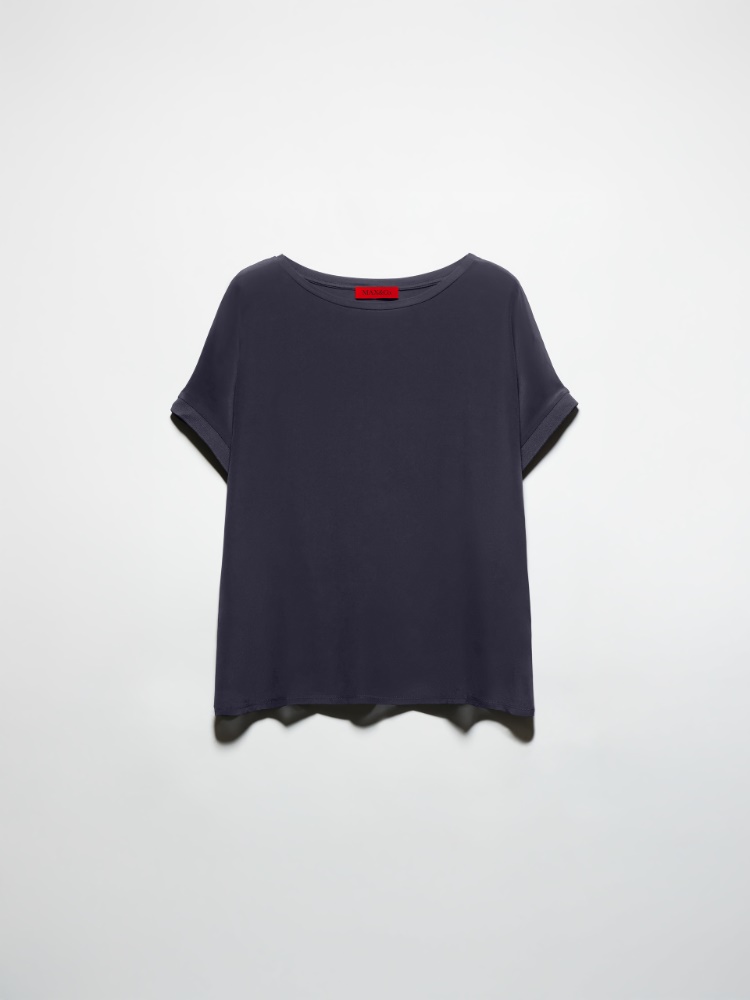 Silk and jersey T-shirt - NAVY - MAX&Co.
