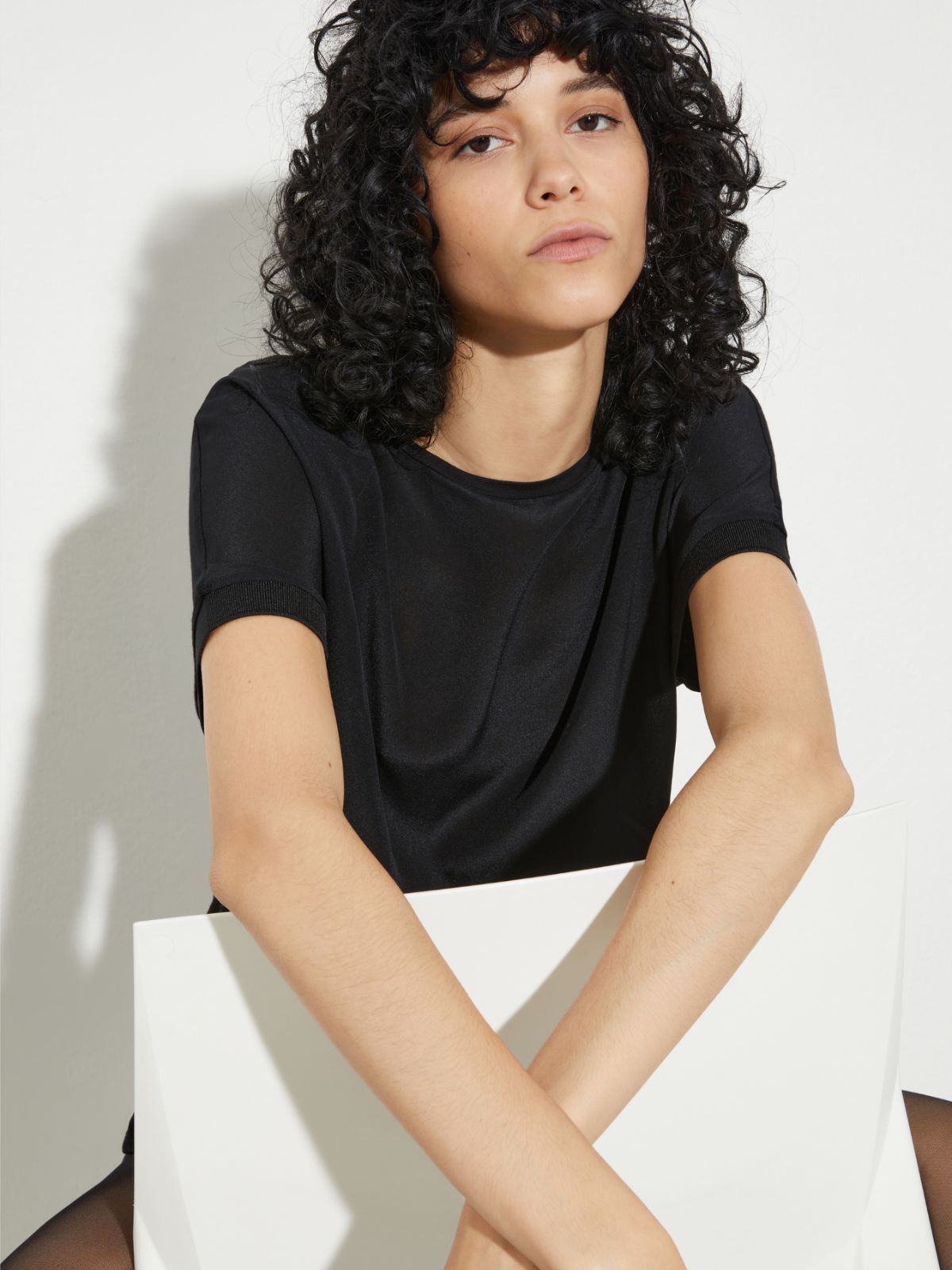 Silk and jersey T-shirt - BLACK - MAX&Co. - 3