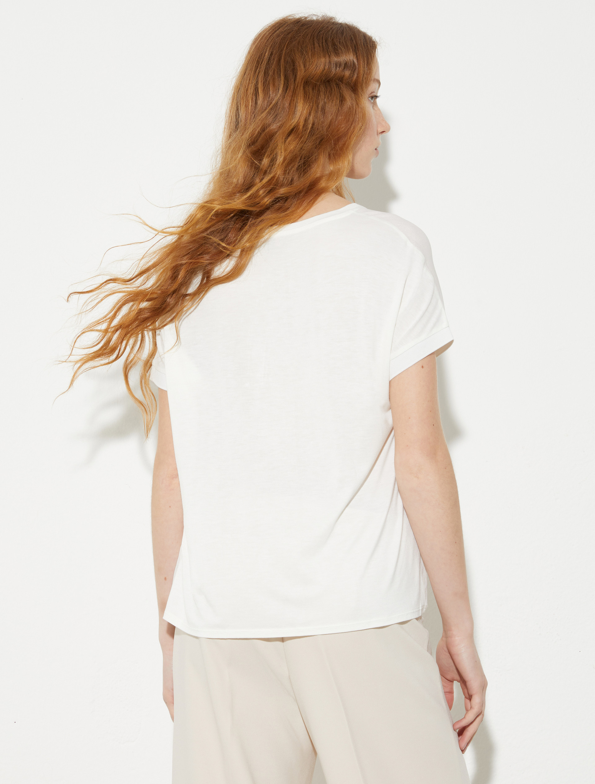 Silk and jersey T-shirt - WHITE - MAX&Co. - 2