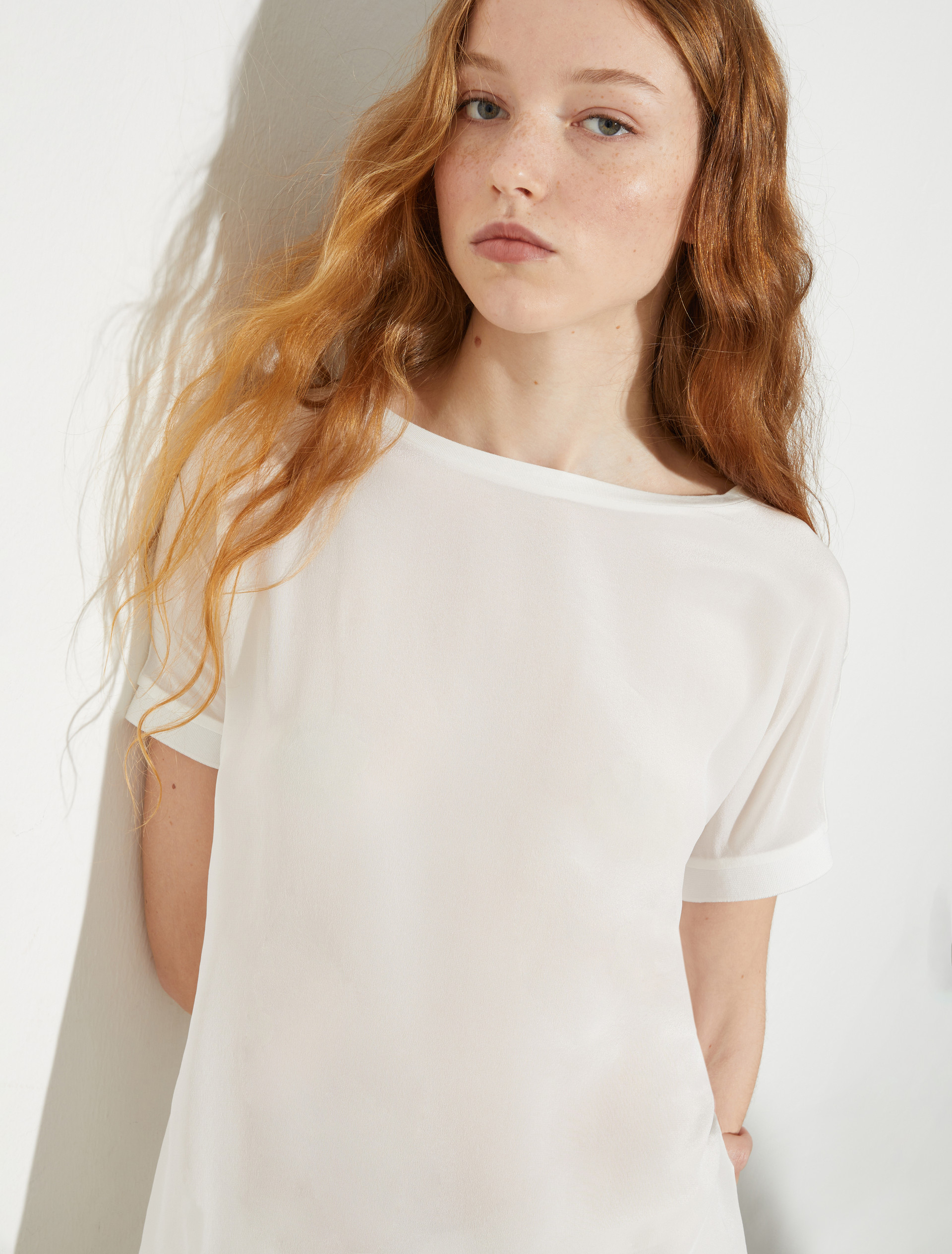 Silk and jersey T-shirt - WHITE - MAX&Co. - 6