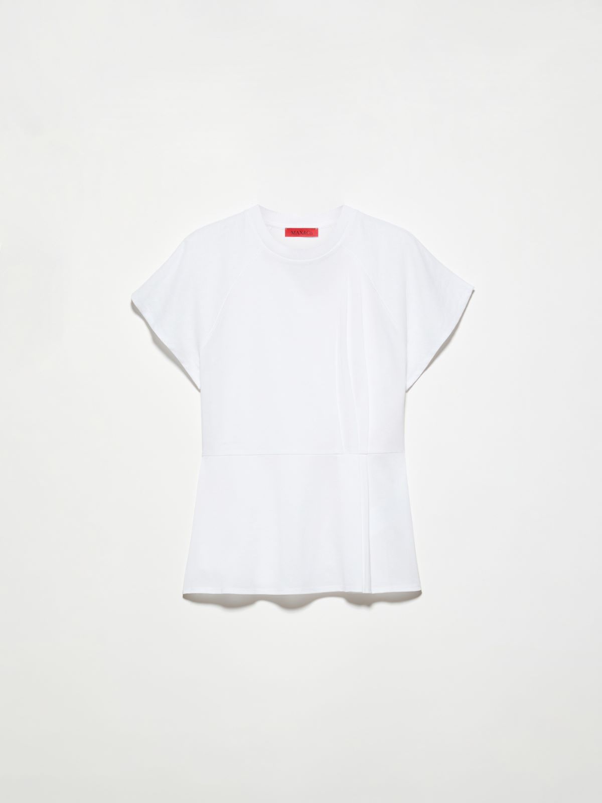 Cotton piqué and linen T-shirt - OPTICAL WHITE - MAX&Co.