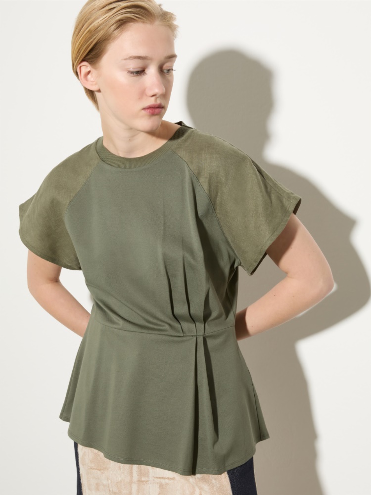 Cotton piqué and linen T-shirt - MAX&Co.