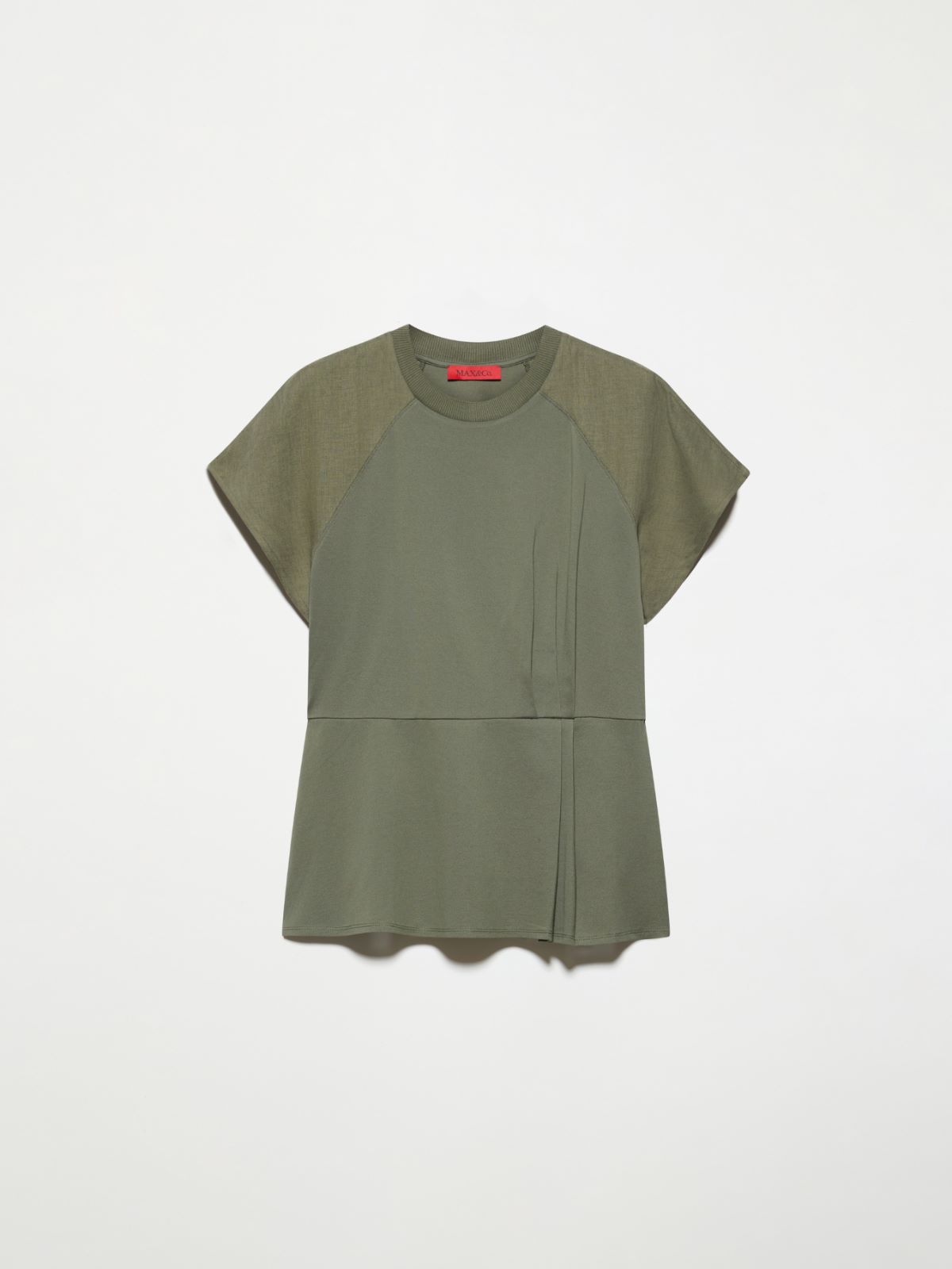 Cotton piqué and linen T-shirt - KAKI - MAX&Co.