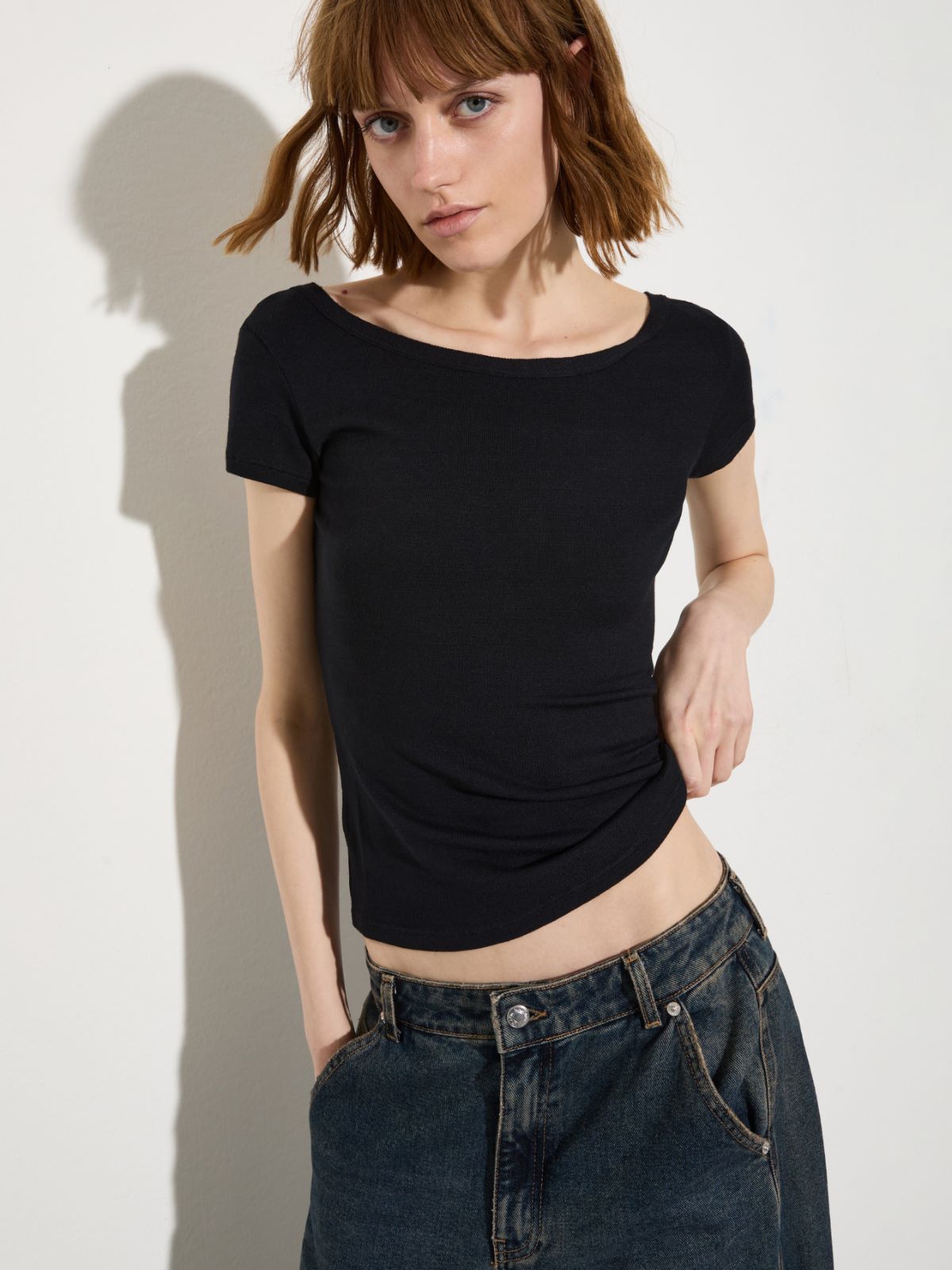 Slim-fit jersey T-shirt - BLACK - MAX&Co. - 3