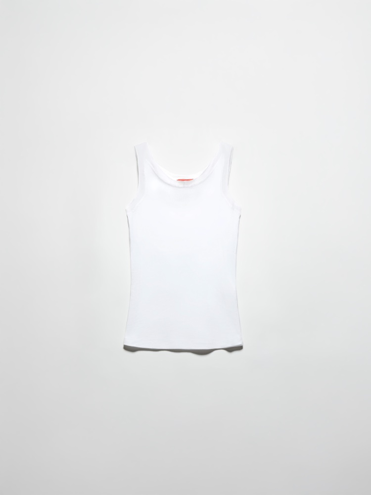 Ribbed cotton tank top - OPTICAL WHITE - MAX&Co.