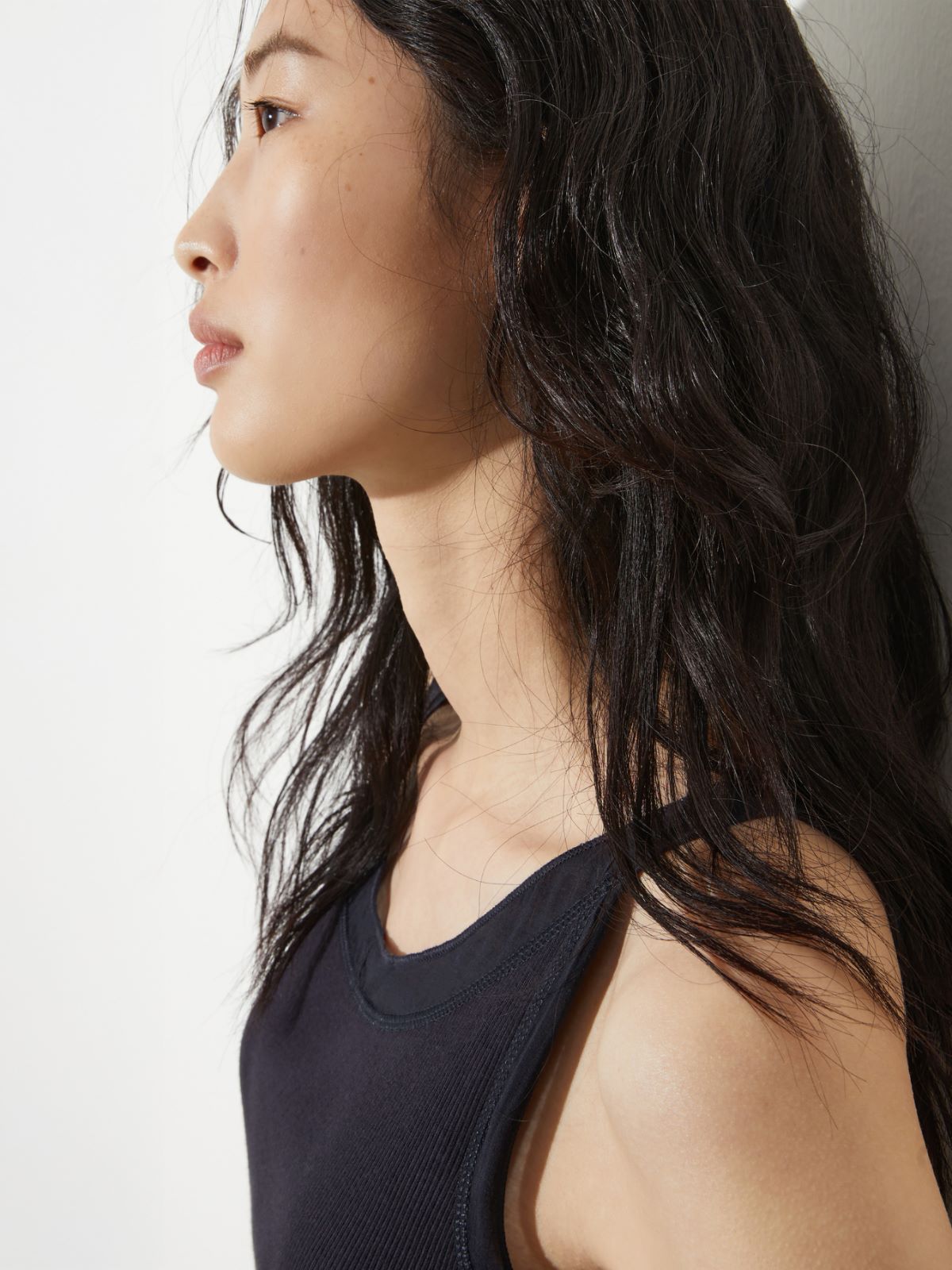 Ribbed cotton tank top - BLACK - MAX&Co. - 3