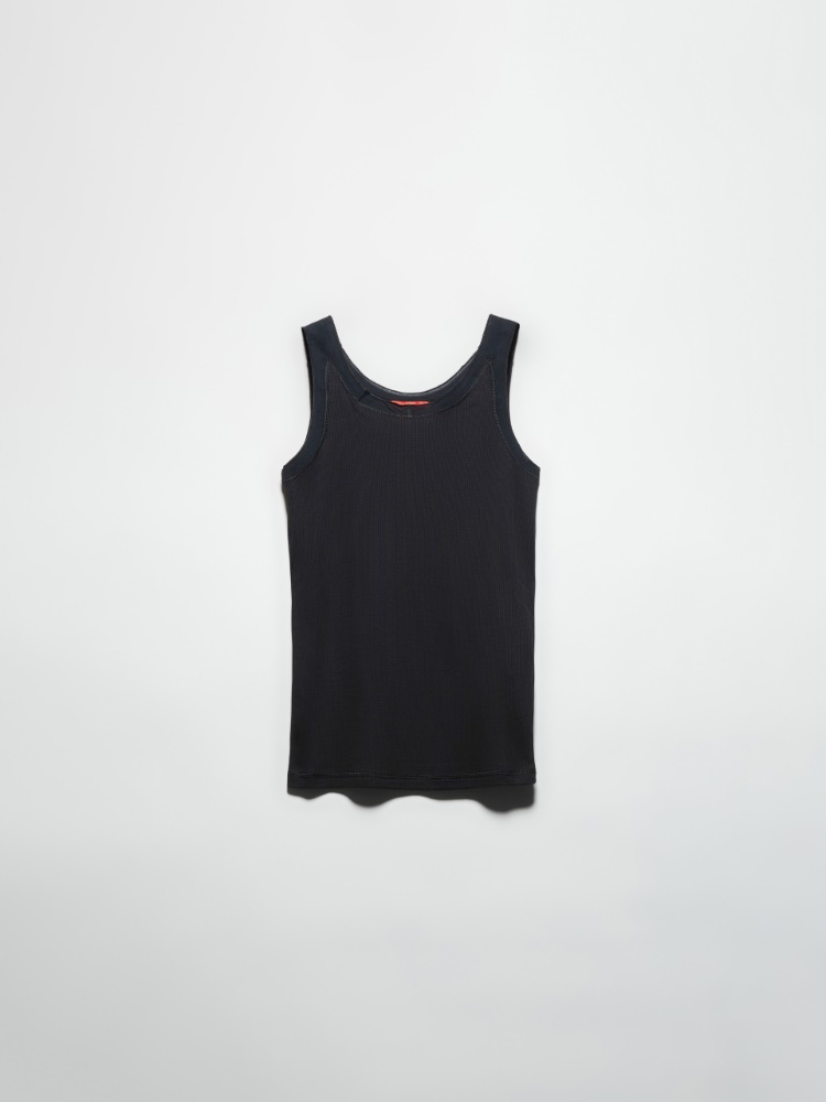 Ribbed cotton tank top - BLACK - MAX&Co.