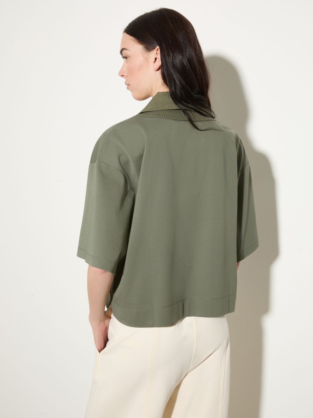 Cotton and linen layered T-shirt - KAKI - MAX&Co.