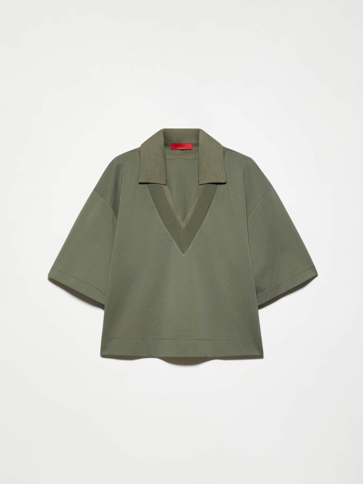 Cotton and linen layered T-shirt - KAKI - MAX&Co.