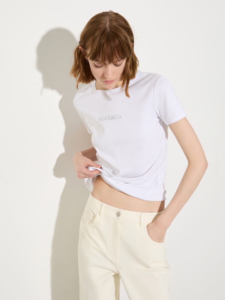 T-shirt slim con logo - BIANCO OTTICO - MAX&Co.