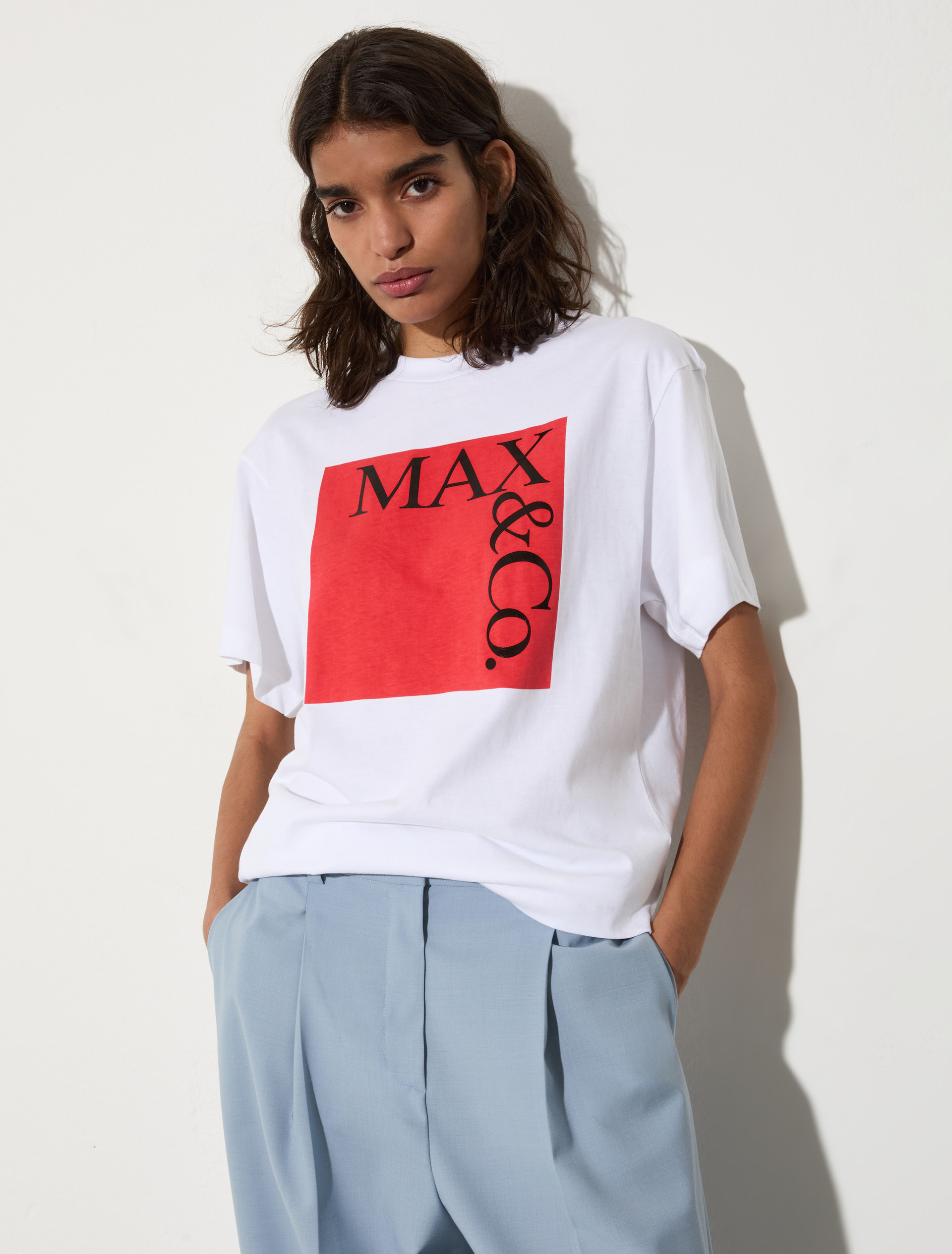 Logo T-shirt in jersey di cotone - ROSSO - MAX&Co.