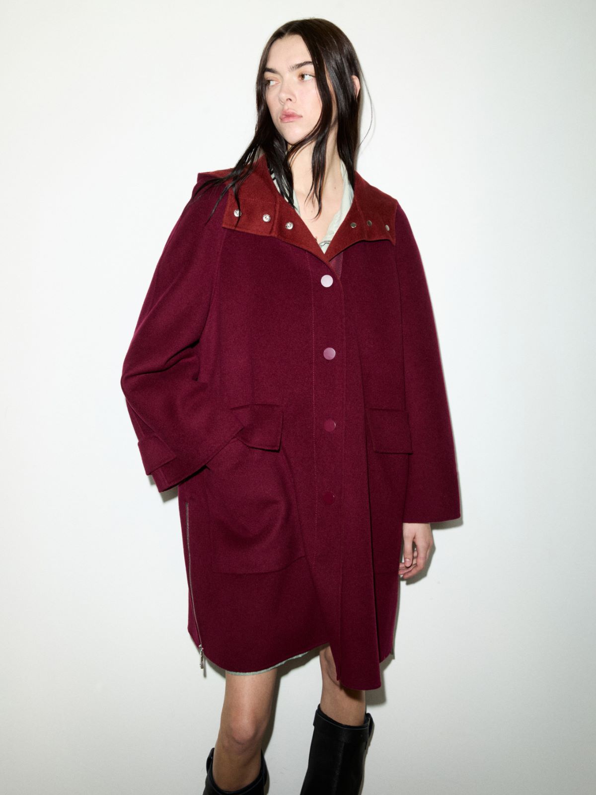 Double-woven wool parka - BORDEAUX - MAX&Co.