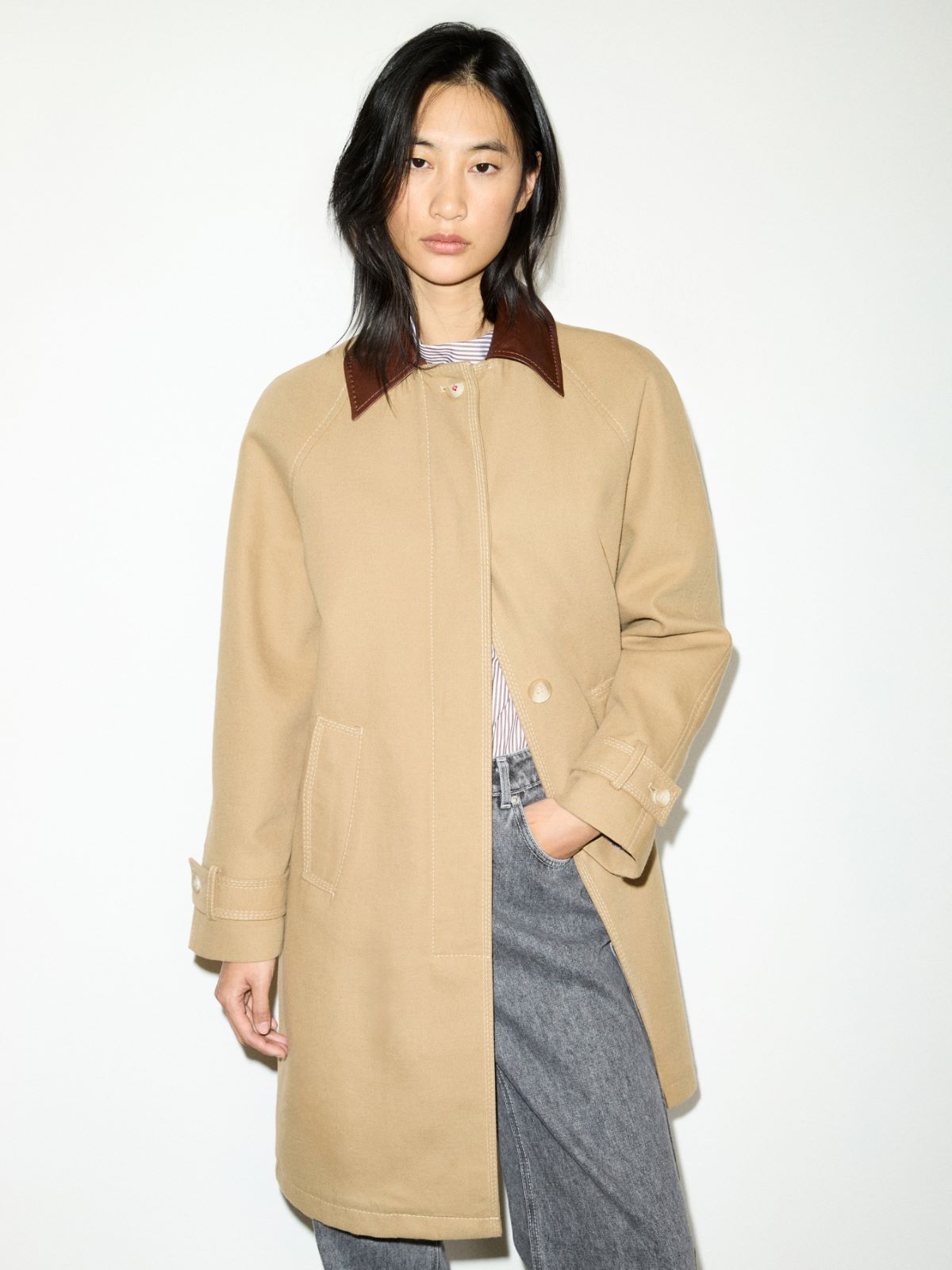 Wasserabweisender Trenchcoat aus Baumwolle - KAMEL - MAX&Co.
