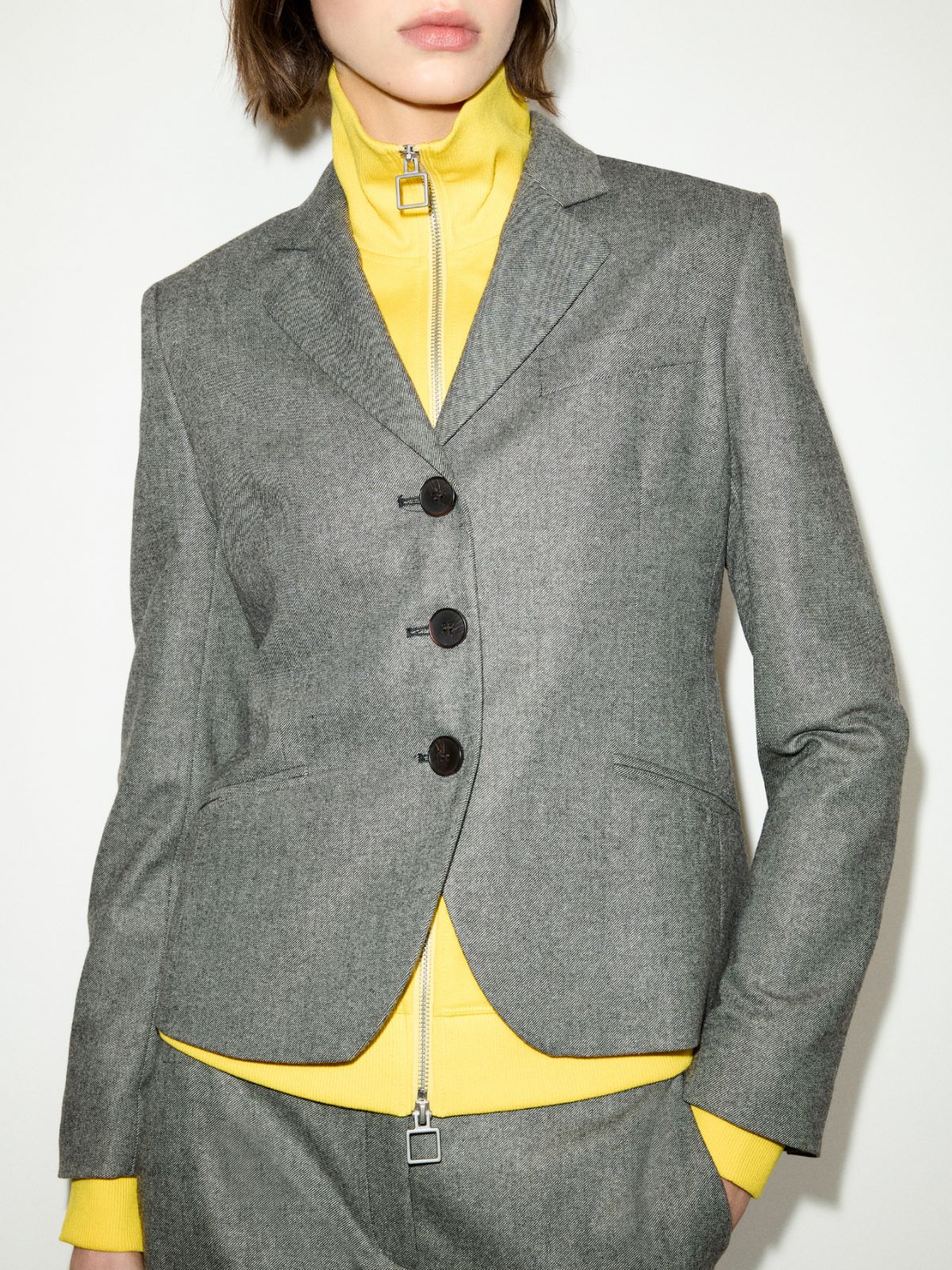 Slim-fit flannel blazer - BLACK - MAX&Co. - 3