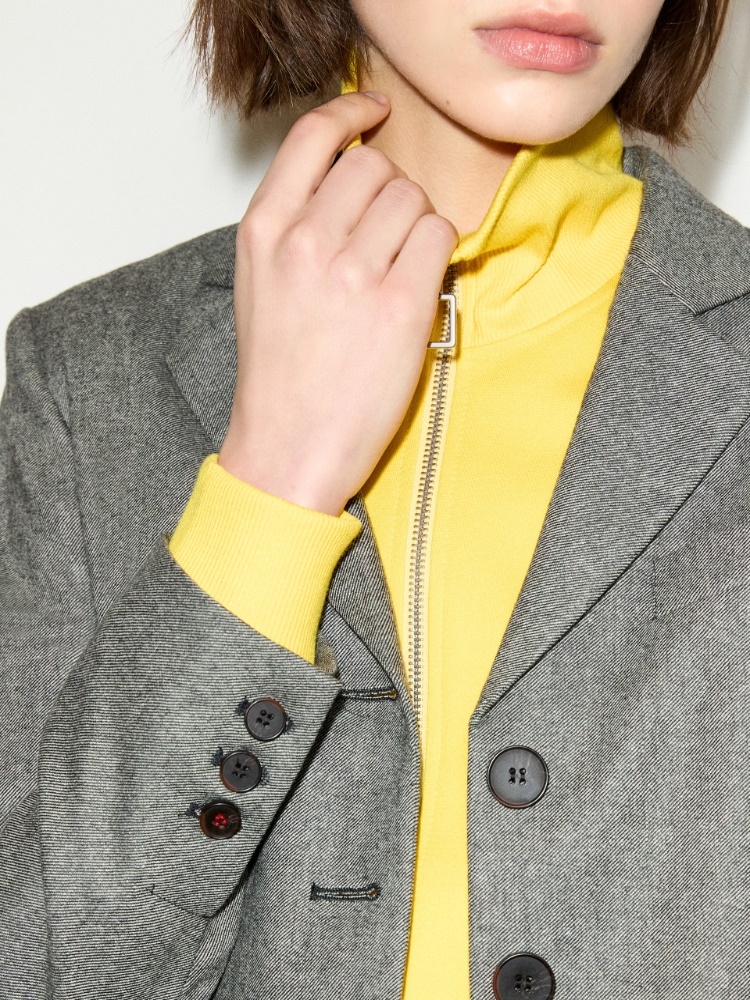Slim-fit flannel blazer - BLACK - MAX&Co. - 4