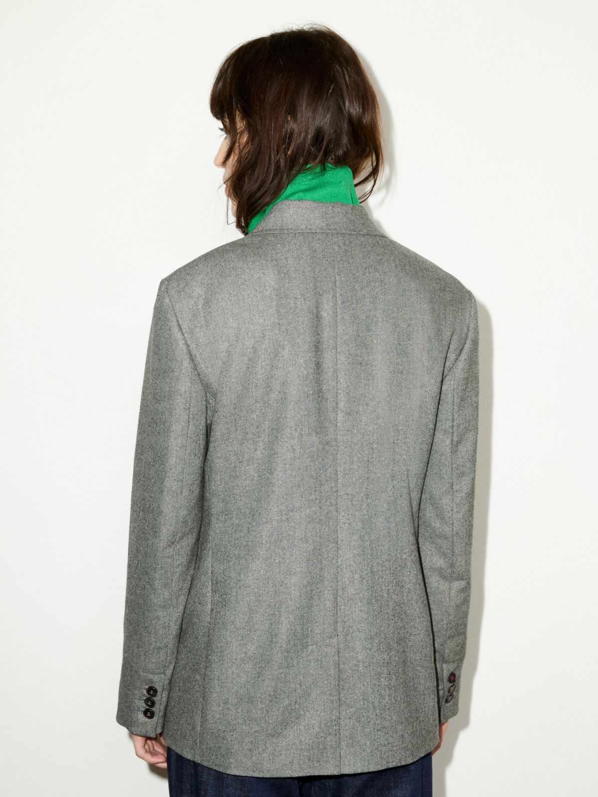 Double-breasted flannel blazer - BLACK - MAX&Co. - 2