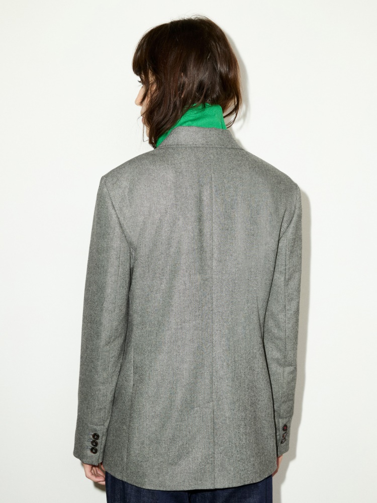 Double-breasted flannel blazer - BLACK - MAX&Co. - 2