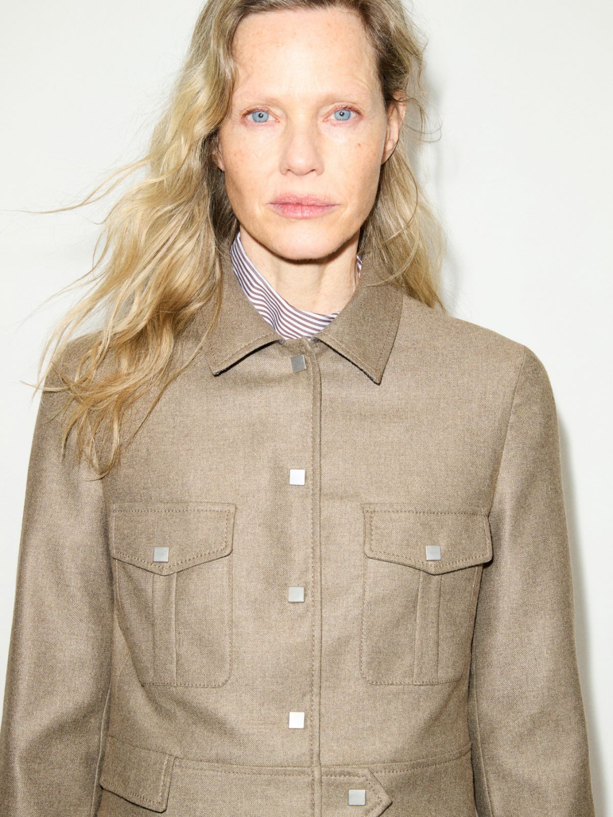 Cropped flannel jacket - MELANGE GREY - MAX&Co. - 3
