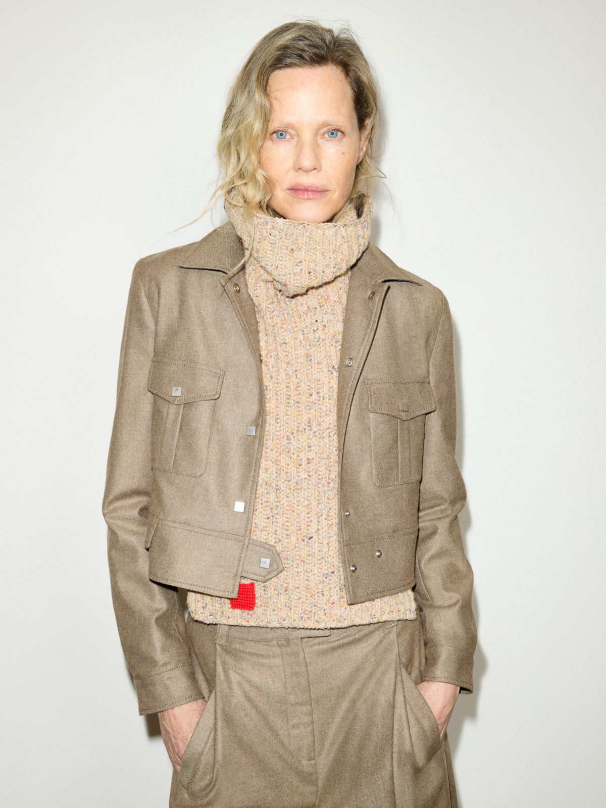Cropped flannel jacket - MELANGE GREY - MAX&Co.