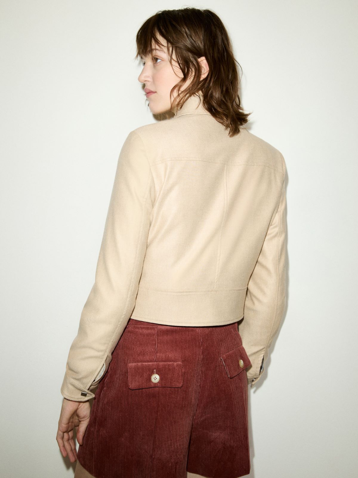 Cropped flannel jacket - BEIGE - MAX&Co. - 2