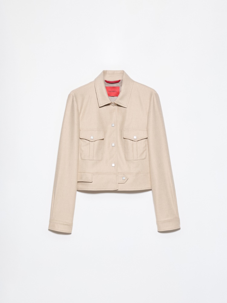 Cropped flannel jacket - BEIGE - MAX&Co. - 5
