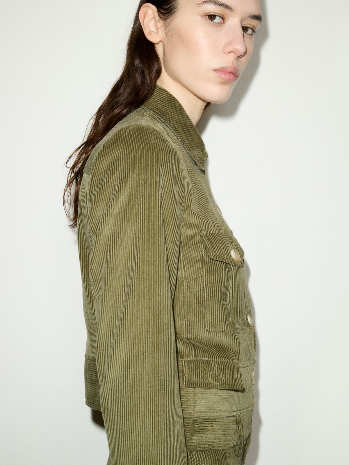 Cropped corduroy jacket - KAKI - MAX&Co. - 4
