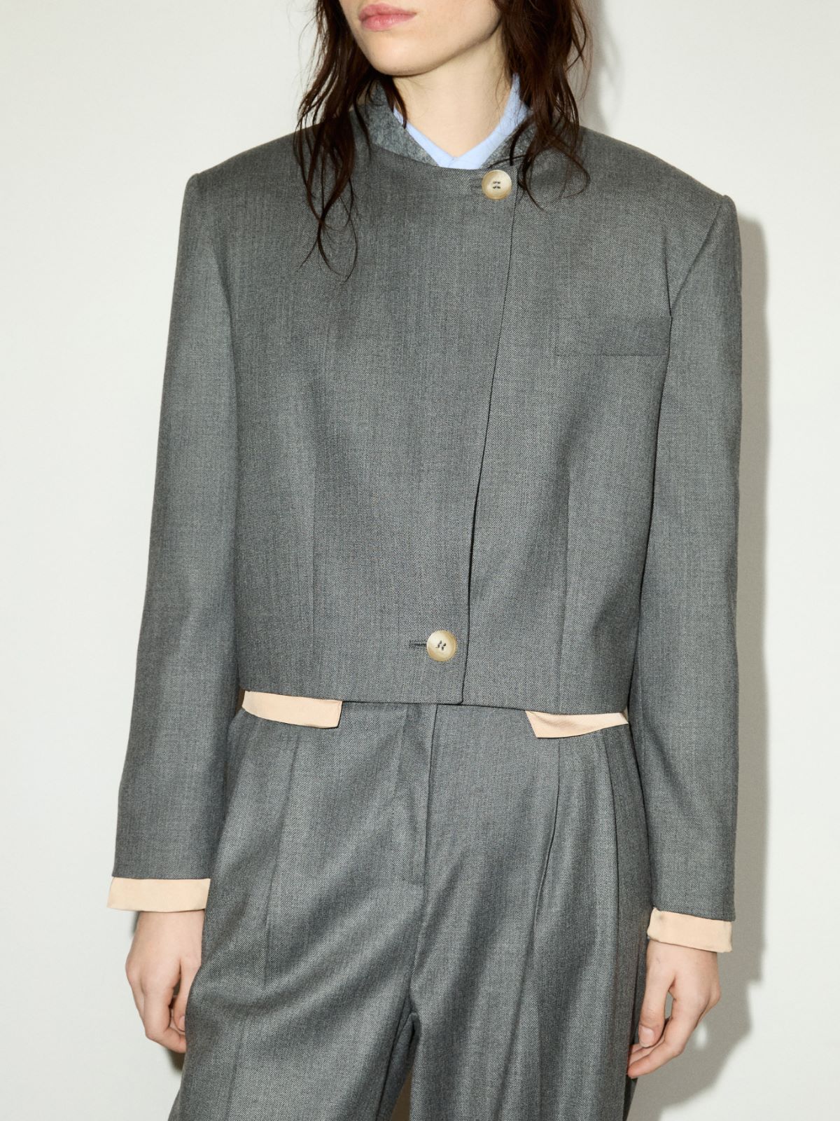 [フレッチャ]  ウール ブレンド クロップド ジャケット - MELANGE GREY - マックスアンドコー公式オンラインショップ - 3