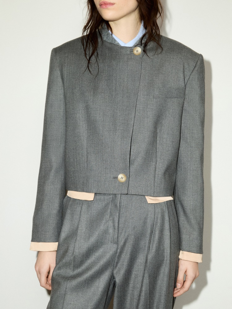 [フレッチャ]  ウール ブレンド クロップド ジャケット - MELANGE GREY - マックスアンドコー公式オンラインショップ - 3