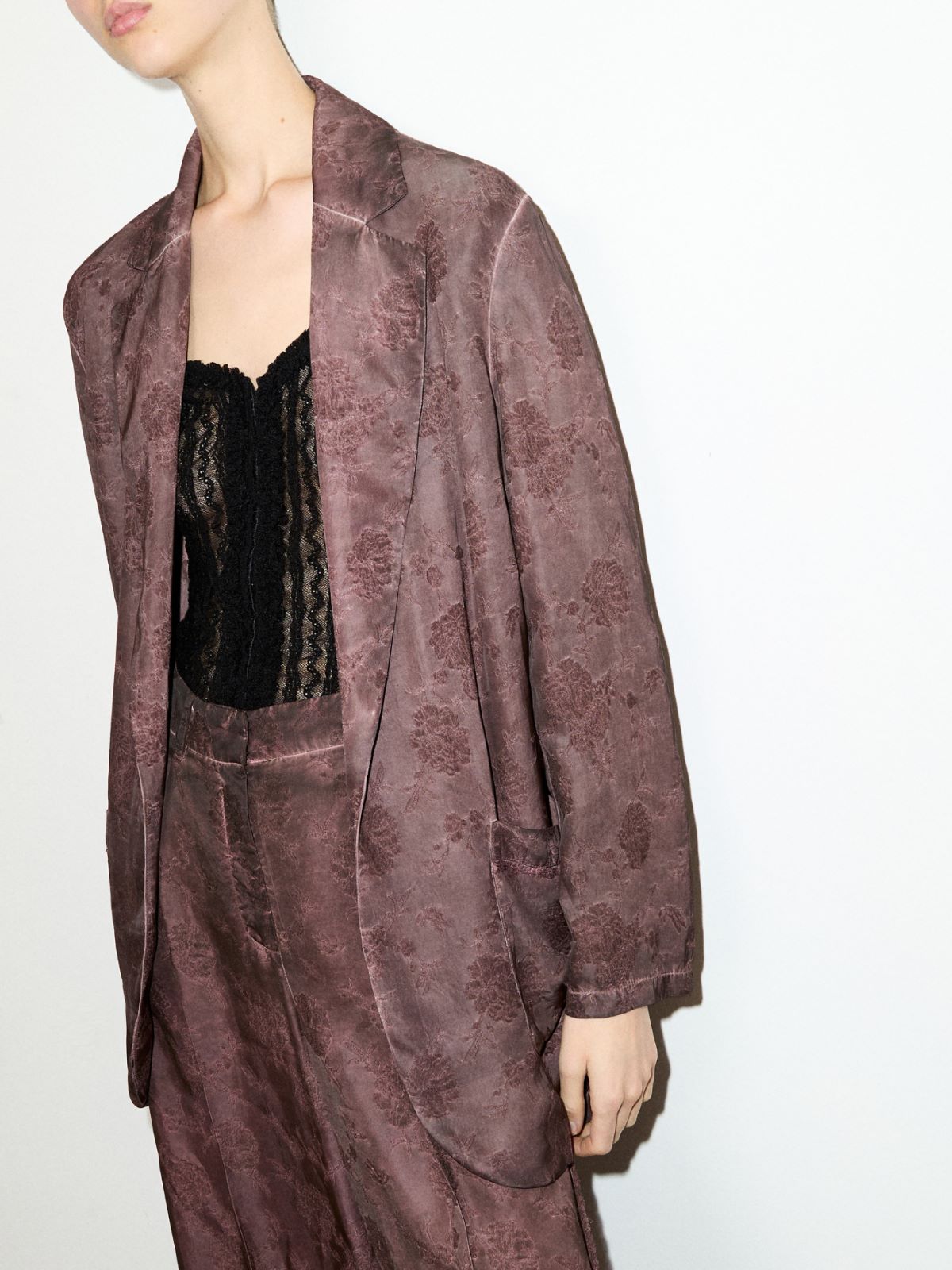 Fluid jacquard blazer - CHOCOLATE - MAX&Co. - 4