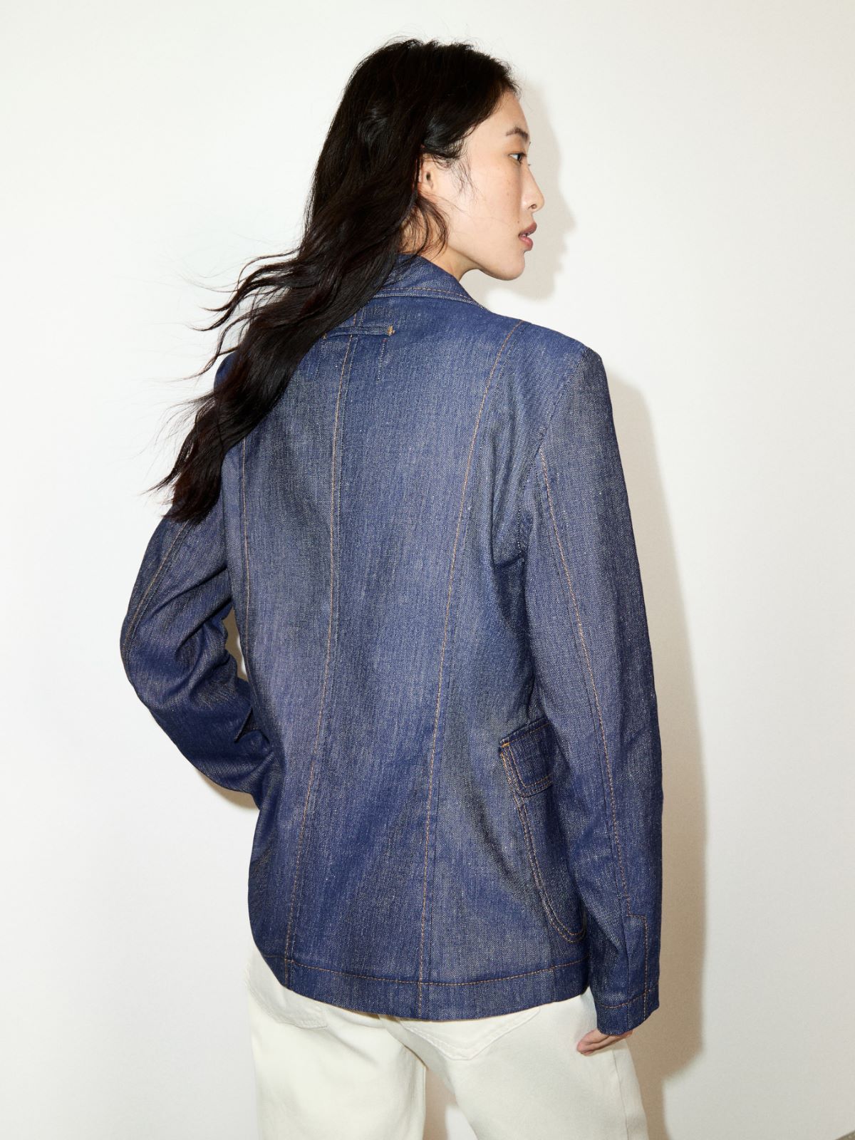 [チェルキア]  コットン アンド リネン デニム ジャケット - NAVY - MAX&Co. - 2