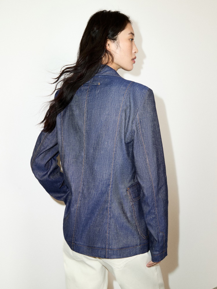 [チェルキア]  コットン アンド リネン デニム ジャケット - NAVY - MAX&Co. - 2