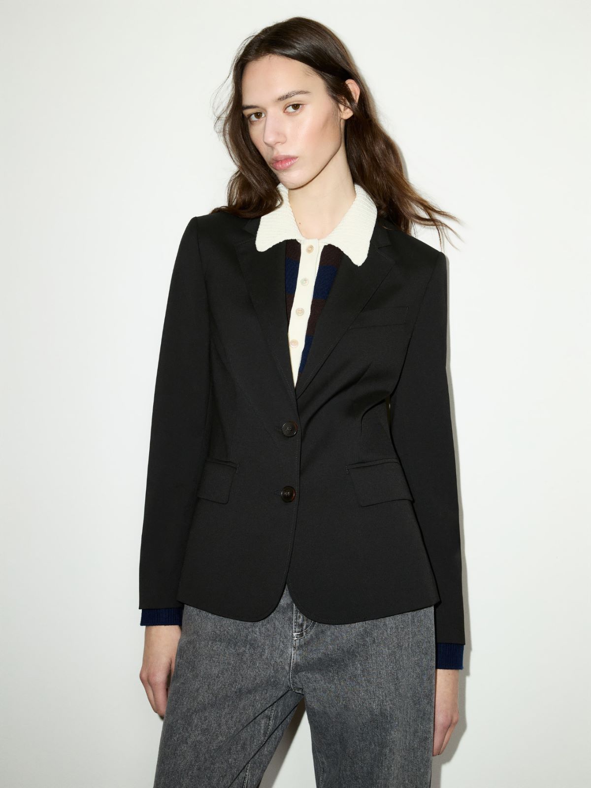 Slim-fit single-breasted blazer - BLACK - MAX&Co.