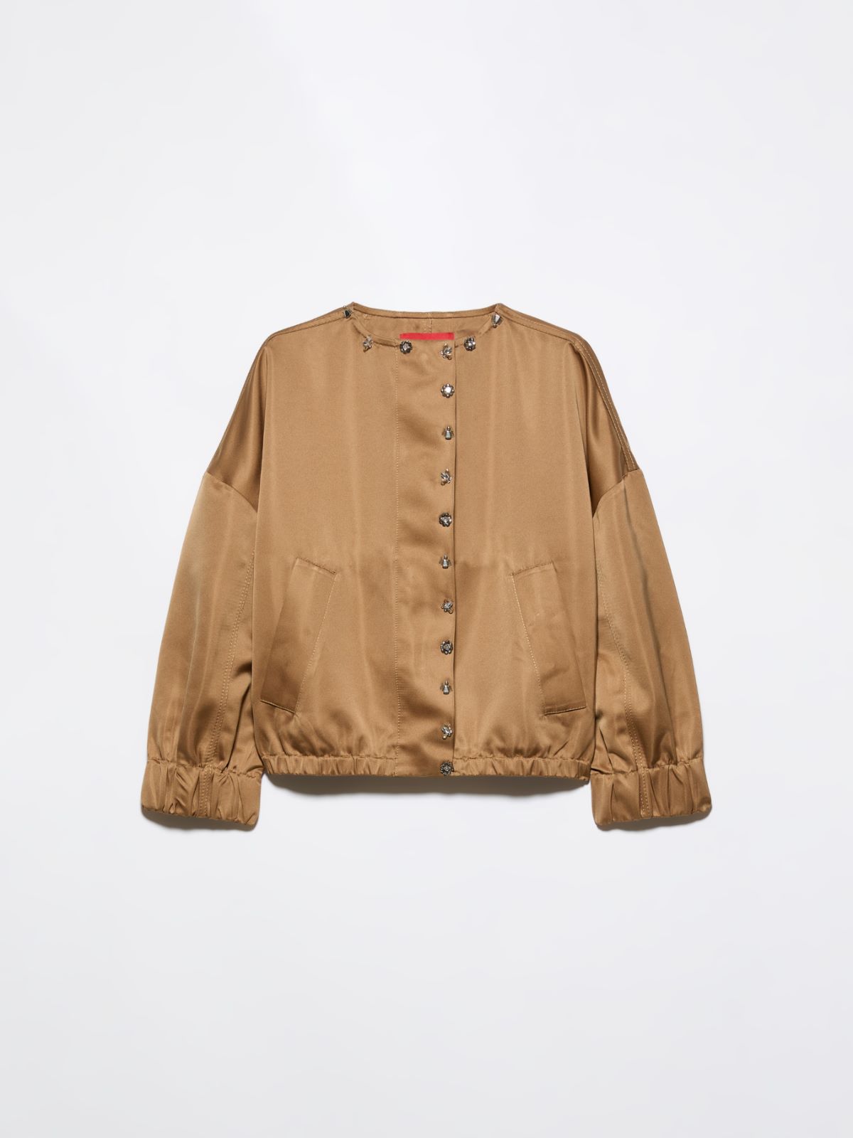 Bejewelled satin bomber jacket - BEIGE - MAX&Co.
