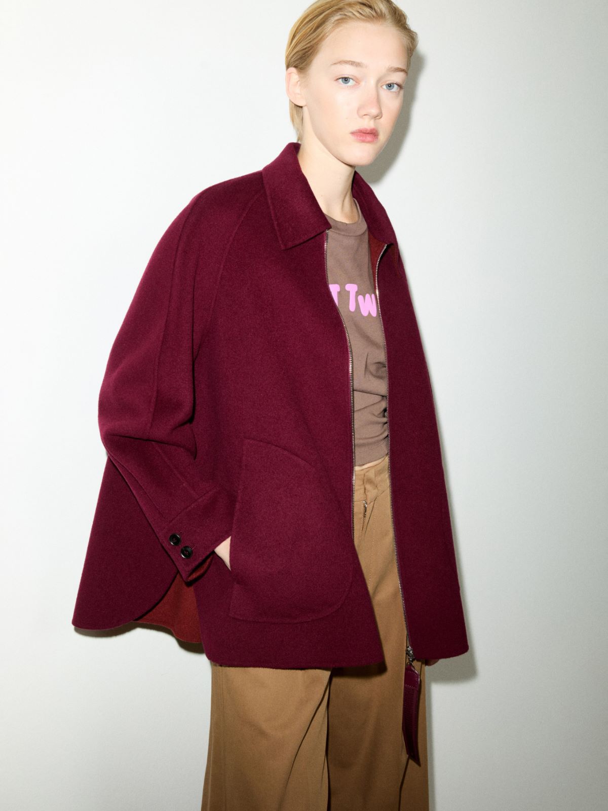 Double-woven wool jacket - BORDEAUX - MAX&Co.