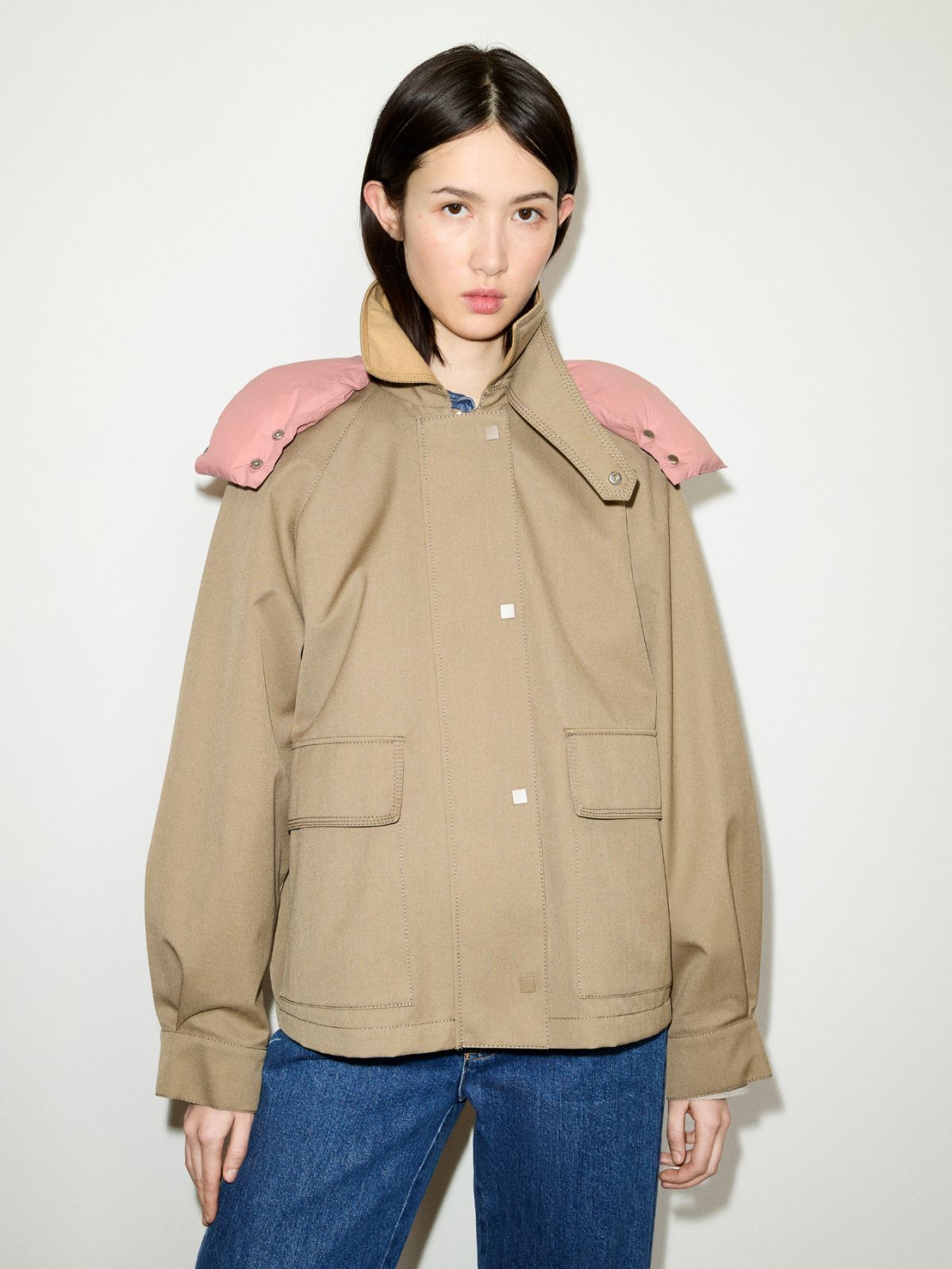 Hooded gabardine barn jacket - TURTLEDOVE - MAX&Co.