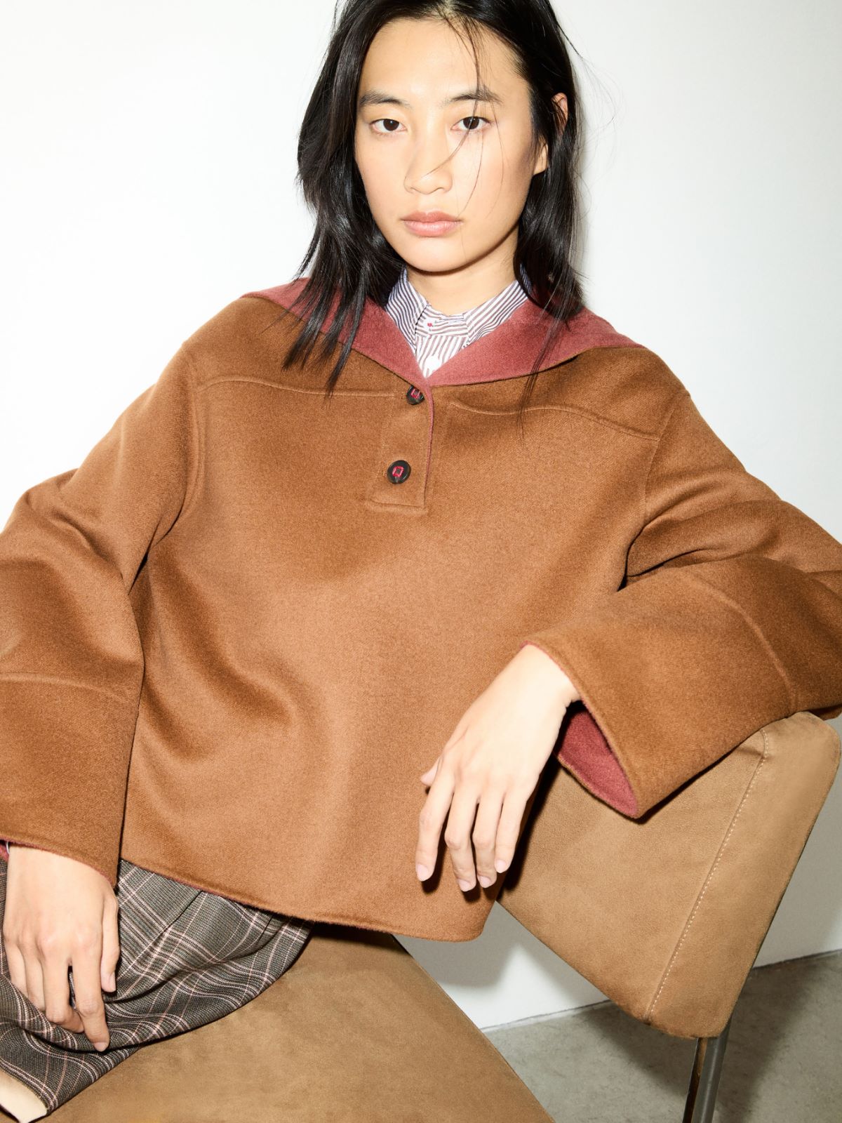 Double-woven wool pullover jacket - CINNAMON - MAX&Co. - 3