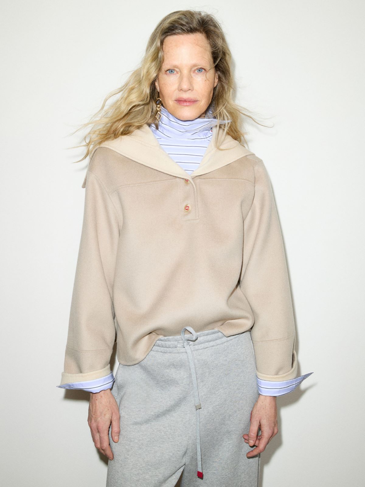 Double-woven wool pullover jacket - BEIGE - MAX&Co.