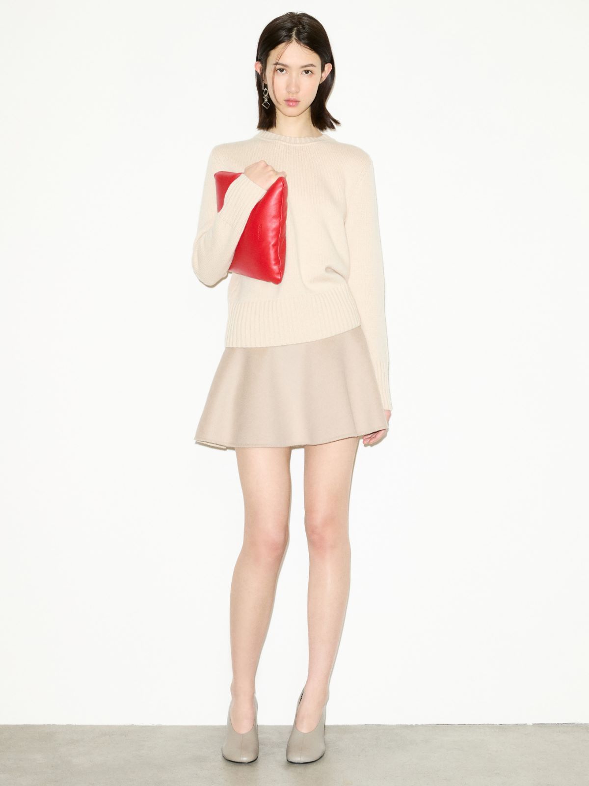 Double-woven wool mini skirt - BEIGE - MAX&Co. - 4