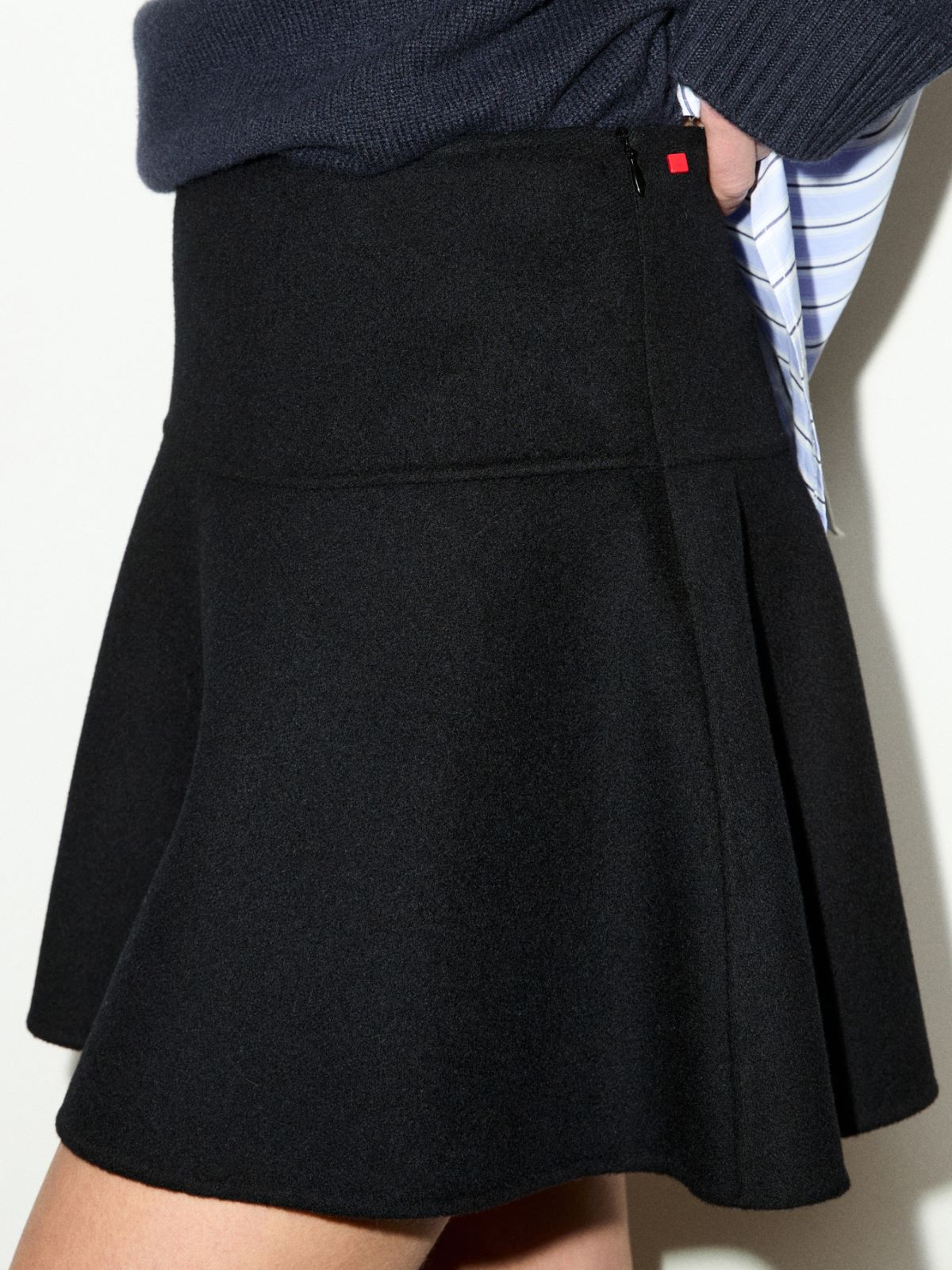 Double-woven wool mini skirt - BLACK - MAX&Co. - 3