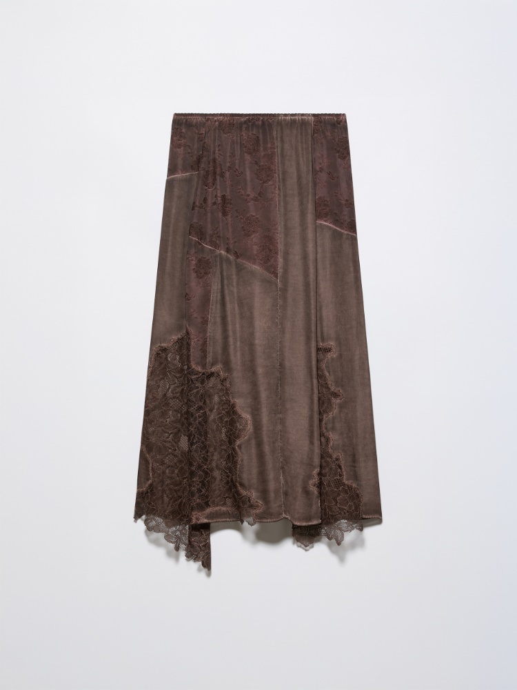 Lace-insert satin midi skirt - MAX&Co. - 6