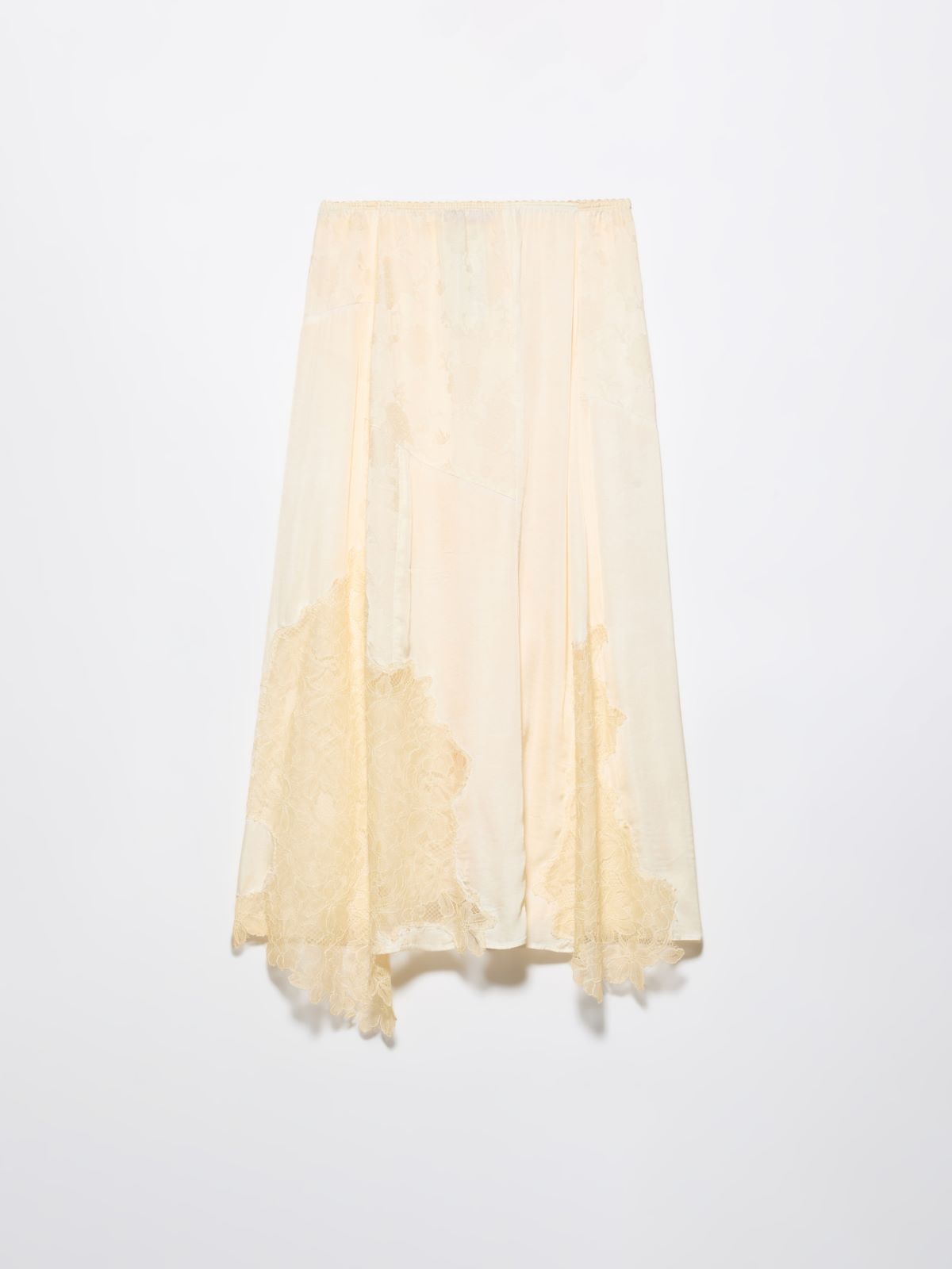 Lace-insert satin midi skirt - BANANA - MAX&Co. - 5