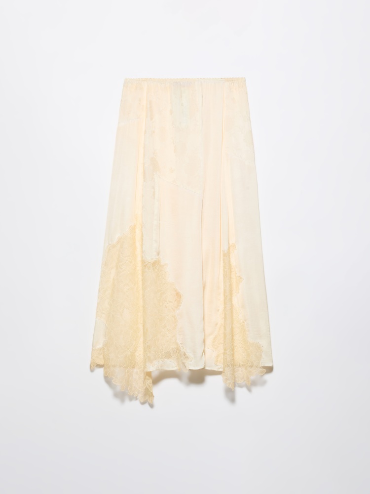 Lace-insert satin midi skirt - BANANA - MAX&Co. - 5