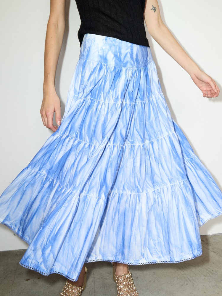 Falda midi corola de popelina de algodón - MAX&Co. - 3