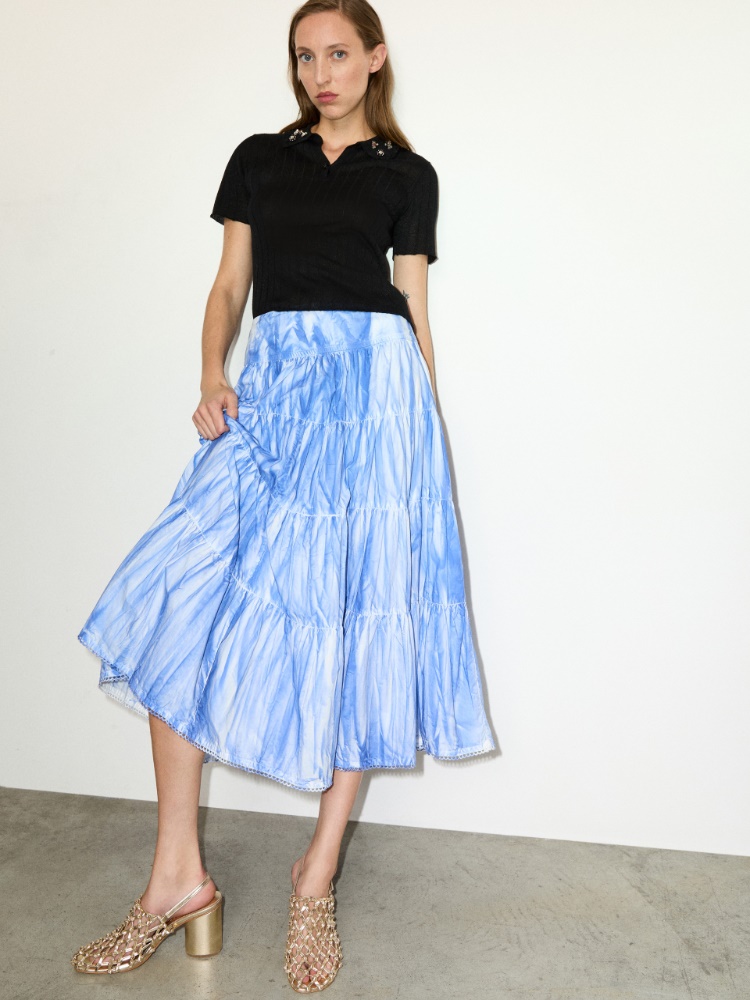 Falda midi corola de popelina de algodón - MAX&Co.