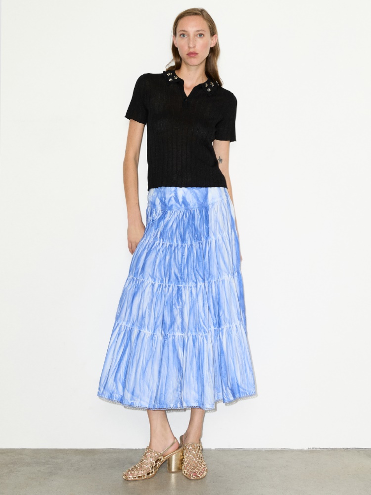 Falda midi corola de popelina de algodón - MAX&Co. - 4