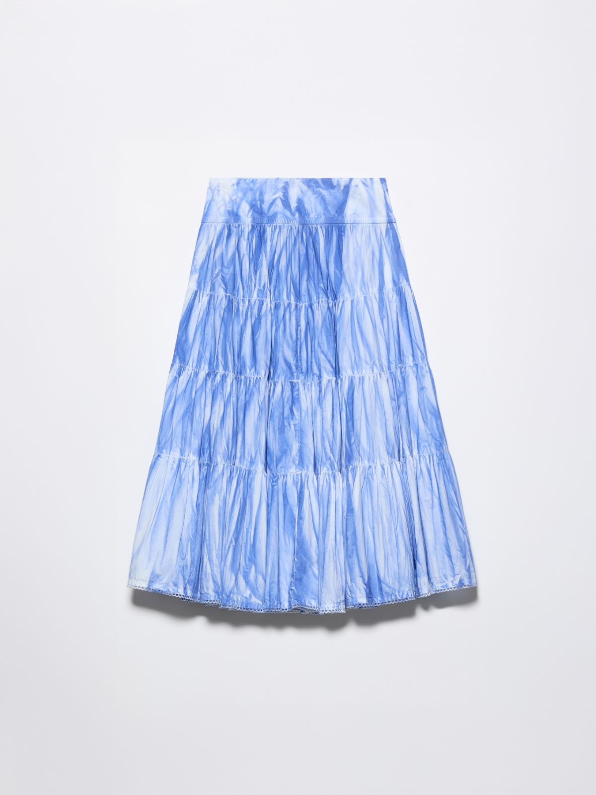 Falda midi corola de popelina de algodón - AZUL - MAX&Co.