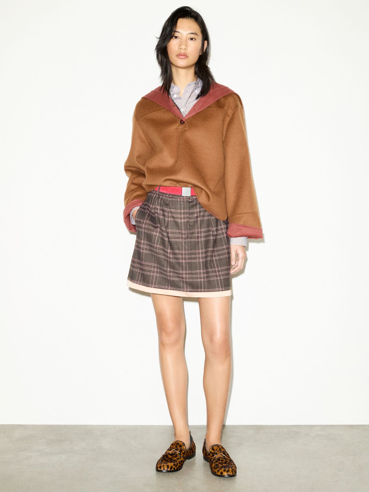 Wool-blend mini skirt - BROWN - MAX&Co. - 5