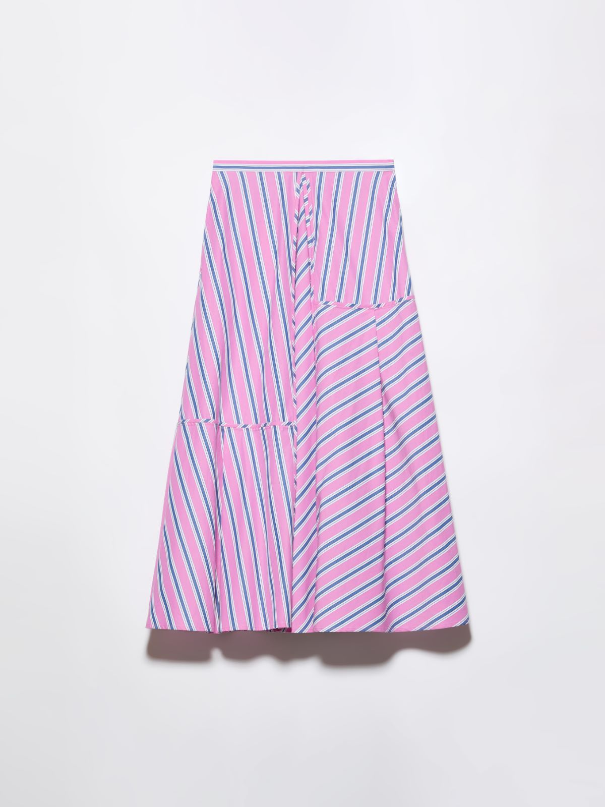 Falda de popelina de algodón a rayas - ROSA - MAX&Co.