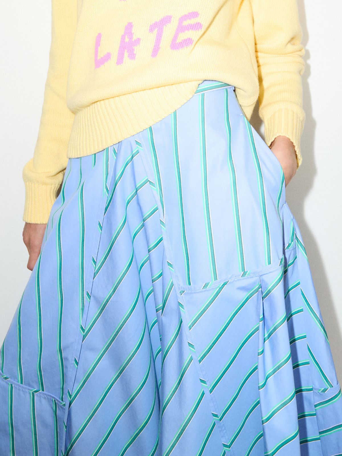 Striped cotton-poplin skirt - LIGHT BLUE - MAX&Co. - 3